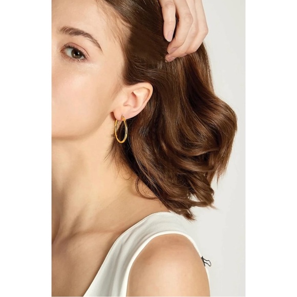Anthropologie Minimalist Trendy Gold Classic Hoop Earrings - Picture 1 of 1